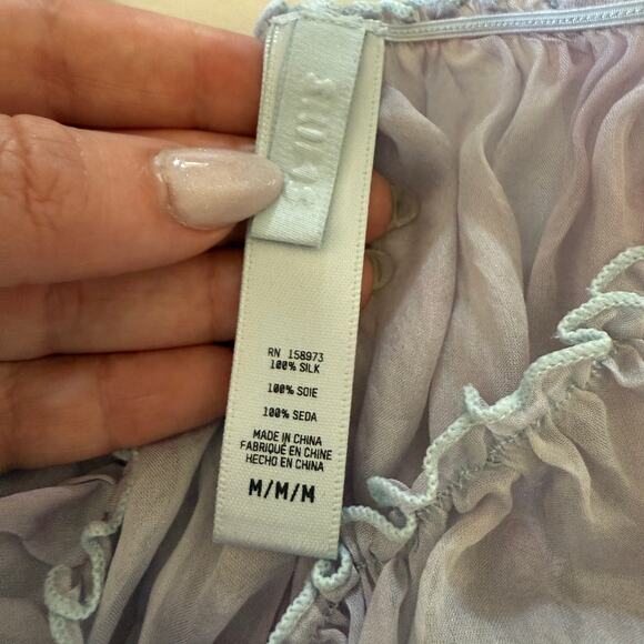 SKIMS | Romance Silk chiffon Gathered Crop Top Blue and Pink Medium - Picture 3 of 4